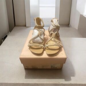 Alexandre Birman Cream Braided Strappy Sandals